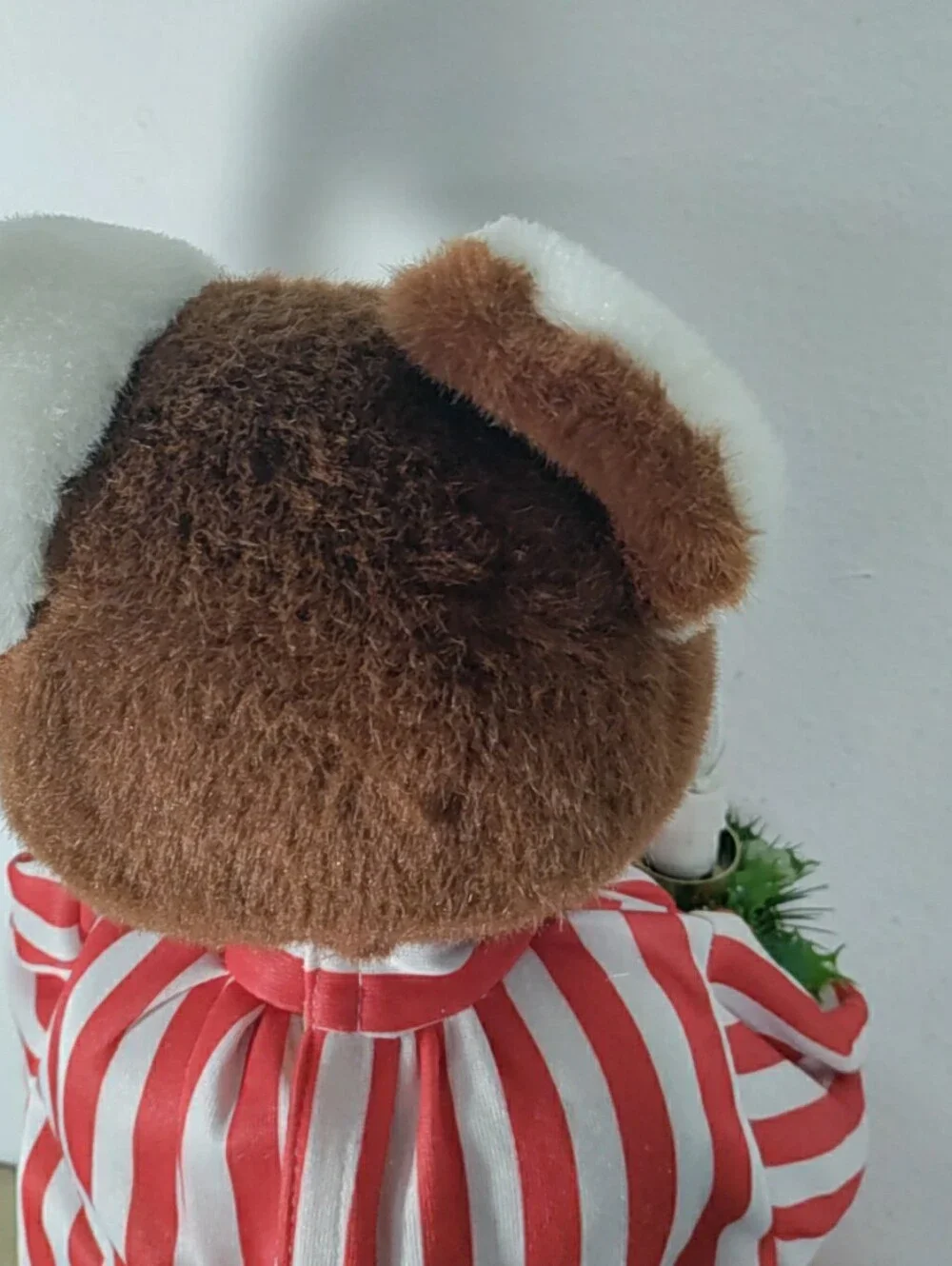 Vintage Telco Christmas Motionette Teddy Bear w/Candy Cane Striped Pajamas 24